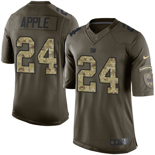 Men's Elite Eli Apple Nike Jersey Green - #24 Salute to Service NFL New York Giants